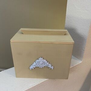 Hand Painted Wood Recipe Box with added Mold. Recipe Card Storage Inside. New.